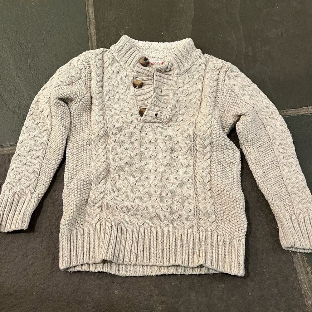 Cat & Jack Size 5T Cream Colored Knit Pull Over Sweater.